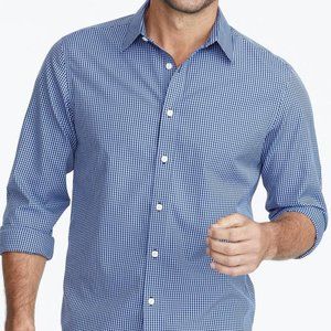 NEW UNTUCKit Long Sleeve Blue Micro Check Large
